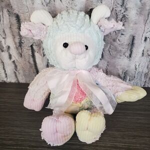 Fine Toys Goat Ram Sheep Plush Stuffed Animal Pastel Terry Cloth Chenille 12"